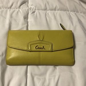 Yellow Leather Coach Wallet with Checkbook cover